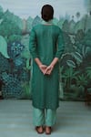 Shop_Myaara_Green Kurta Cotton Dobby Pant Cotton Dupatta Organza Round Straight Set _at_Aza_Fashions