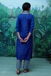 Shop_Myaara_Blue Kurta Cotton Dobby Pant Cotton Dupatta Organza Round Straight Set _at_Aza_Fashions