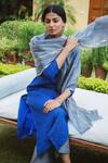Buy_Myaara_Blue Kurta Cotton Dobby Pant Cotton Dupatta Organza Round Straight Set _Online_at_Aza_Fashions