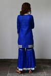 Shop_Myaara_Blue Kurta Cotton Lurex Dupatta Organza Lining Embroidered Sharara Set _at_Aza_Fashions