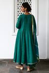 Shop_Myaara_Green Anarkali Cotton Lurex Dupatta Organza Lining Cotton Striped Set _at_Aza_Fashions