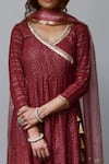 Myaara_Brown Anarkali Cotton Lurex Dupatta Organza Lining Cotton Angarkha Set _at_Aza_Fashions