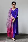 Buy_Myaara_Purple Kurta Satin Georgette Dupatta Organza Pant Cotton Silk Panelled Set _at_Aza_Fashions