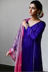 Shop_Myaara_Purple Kurta Satin Georgette Dupatta Organza Pant Cotton Silk Panelled Set _Online_at_Aza_Fashions