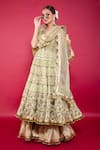Maayera Jaipur_Beige Swiss Cotton And Silk Organza Embroidered Gota Anarkali Set _Online_at_Aza_Fashions
