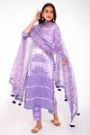 Buy_Maayera Jaipur_Purple Muslin Satin Floral Print Kurta Set_at_Aza_Fashions