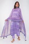 Shop_Maayera Jaipur_Purple Muslin Satin Floral Print Kurta Set_at_Aza_Fashions