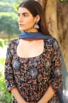 Shop_Gulabo Jaipur_Black Cotton Scoop Neck Floral Print Anarkali Set _Online_at_Aza_Fashions