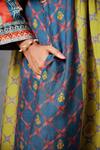 Shop_Saundh_Green Cotton Muslin Printed Striped V Neck Mizo Dress_Online_at_Aza_Fashions