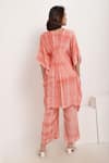 Shop_Ranng Label_Orange Natural Crepe Woven Tie-dye V Neck Tunic And Palazzo Set _at_Aza_Fashions