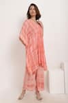 Ranng Label_Orange Natural Crepe Woven Tie-dye V Neck Tunic And Palazzo Set _Online_at_Aza_Fashions