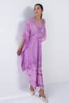 Shop_Ranng Label_Purple Natural Crepe Tie-dye V Neck Woven Tunic And Palazzo Set _at_Aza_Fashions