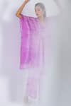 Ranng Label_Purple Natural Crepe Tie-dye V Neck Woven Tunic And Palazzo Set _Online_at_Aza_Fashions