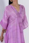 Shop_Ranng Label_Purple Natural Crepe Tie-dye V Neck Woven Tunic And Palazzo Set _Online_at_Aza_Fashions
