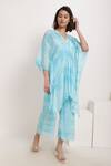 Buy_Ranng Label_Blue Natural Crepe Tie-dye V Neck Woven Tunic And Palazzo Set _Online_at_Aza_Fashions