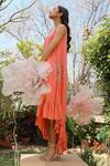 Nayantara Couture_Pink Viscose Round Embroidered Frill Dress _Online_at_Aza_Fashions