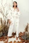 Buy_Nayantara Couture_White Cotton Twill Embroidery V Neck Jumpsuit_at_Aza_Fashions