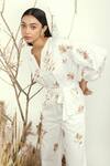 Shop_Nayantara Couture_White Cotton Twill Embroidery V Neck Jumpsuit_Online_at_Aza_Fashions