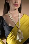 Joules by Radhika_Kundan Polki Bead Tassel Pendant Necklace_Online_at_Aza_Fashions