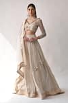 Buy_Neha Khullar_White Chanderi Silk And Organza Lining Cotton Shantoon Embroidery Lehenga Set _at_Aza_Fashions