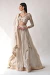 Buy_Neha Khullar_White Chanderi Silk And Organza Lining Cotton Shantoon Embroidery Lehenga Set _Online_at_Aza_Fashions