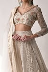 Shop_Neha Khullar_White Chanderi Silk And Organza Lining Cotton Shantoon Embroidery Lehenga Set _Online_at_Aza_Fashions