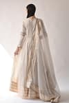 Shop_Neha Khullar_White Chanderi Silk And Organza; Lining: Cotton Shantoon Anarkali Set For Women_at_Aza_Fashions