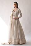 Neha Khullar_White Chanderi Silk And Organza; Lining: Cotton Shantoon Anarkali Set For Women_Online_at_Aza_Fashions