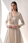 Neha Khullar_White Chanderi Silk And Organza; Lining: Cotton Shantoon Anarkali Set For Women_at_Aza_Fashions