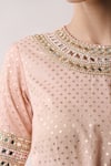 Neha Khullar_Peach Chanderi Silk And Organza Lining Cotton Shantoon Embroidery Anarkali Set _at_Aza_Fashions