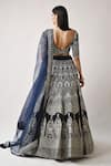Shop_Neha Khullar_Blue Silk Lining Cotton Shantoon Embroidery Gota Patti Leaf Bridal Lehenga Set _at_Aza_Fashions