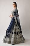 Neha Khullar_Blue Silk Lining Cotton Shantoon Embroidery Gota Patti Leaf Bridal Lehenga Set _Online_at_Aza_Fashions
