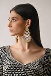 Buy_Neha Khullar_Blue Silk Lining Cotton Shantoon Embroidery Gota Patti Leaf Bridal Lehenga Set _Online_at_Aza_Fashions
