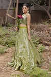 Buy_Neha Khullar_Green Silk Embroidered Sequin Lehenga Blouse Set _at_Aza_Fashions