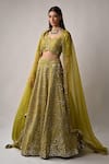 Neha Khullar_Yellow Silk Lining Cotton Shantoon Embroidery Sequin Sweetheart Lehenga Set _Online_at_Aza_Fashions