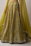 Neha Khullar_Yellow Silk Lining Cotton Shantoon Embroidery Sequin Sweetheart Lehenga Set _at_Aza_Fashions