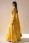 Shop_Neha Khullar_Yellow Chanderi Silk And Organza Lining Cotton Shantoon Anarkali With Dupatta _Online_at_Aza_Fashions