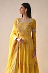 Neha Khullar_Yellow Chanderi Silk And Organza Lining Cotton Shantoon Anarkali With Dupatta _at_Aza_Fashions