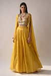 Buy_Neha Khullar_Yellow Chanderi Silk And Organza Lining Cotton Shantoon Cape & Sharara Set _Online_at_Aza_Fashions