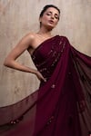 Nayantaara_Purple Double Georgette One Shoulder Sequin Embroidered Gown _Online_at_Aza_Fashions