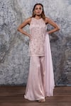 Shop_Nayantaara_Pink Bemberg Satin Round Embroidered Kurta Palazzo Set _at_Aza_Fashions