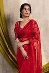 Buy_Nayantaara_Red Organza Silk Scoop Neck Saree _Online_at_Aza_Fashions