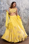 Shop Nayantaara Yellow Raw Silk, Net Sweetheart Neck Hand Embroidered Lehenga Set Online at Aza Fashions Shop_Nayantaara_Yellow Raw Silk, Net Sweetheart Neck Hand Embroidered Lehenga Set _Online_at_Aza_Fashions