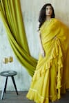 Buy_Nayantaara_Yellow Paper Silk Round Saree With Embroidered Blouse _Online_at_Aza_Fashions