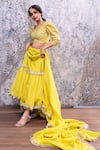 Buy Nayantaara Yellow Chanderi Silk V Neck Lehenga Set at Aza Fashions Buy_Nayantaara_Yellow Chanderi Silk V Neck Lehenga Set_at_Aza_Fashions