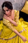Buy Nayantaara Yellow Chanderi Silk V Neck Lehenga Set Online at Aza Fashions Buy_Nayantaara_Yellow Chanderi Silk V Neck Lehenga Set_Online_at_Aza_Fashions