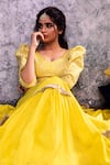 Nayantaara Yellow Chanderi Silk V Neck Lehenga Set at Aza Fashions Nayantaara_Yellow Chanderi Silk V Neck Lehenga Set_at_Aza_Fashions