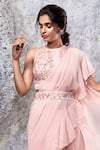 Shop_Nayantaara_Pink Raw Silk Round Ruffle Saree With Embroidered Blouse _Online_at_Aza_Fashions