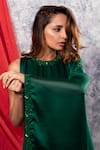 Shop Nayantaara Green Satin Georgette Round Embroidered Asymmetric Kaftan Online at Aza Fashions Shop_Nayantaara_Green Satin Georgette Round Embroidered Asymmetric Kaftan _Online_at_Aza_Fashions