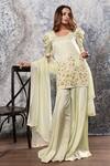 Buy_Nayantaara_Green Bemberg Satin Scoop Neck Embroidered Kurta Palazzo Set _at_Aza_Fashions